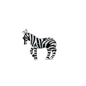 Novelty Retro Boho Zebra Black White Enamel Brooch Pin
